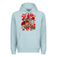 Blue Mist valentines day skeleton Premium Hoodie - NancyCooperArtShop