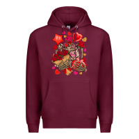 Burgundy valentines day skeleton Premium Hoodie - NancyCooperArtShop
