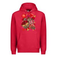 Cardinal valentines day skeleton Premium Hoodie - NancyCooperArtShop