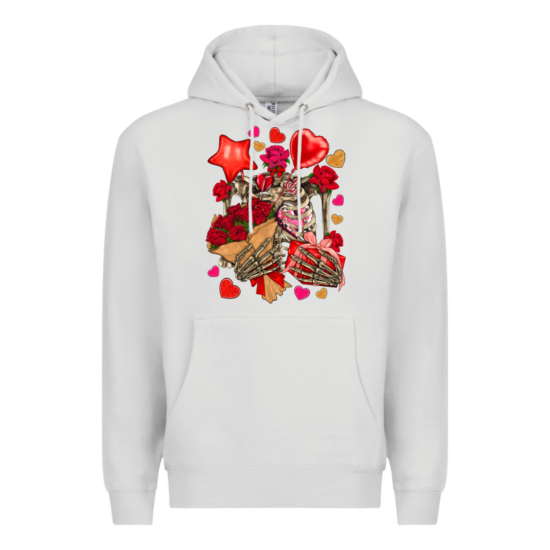 Valentines Day Skeleton Premium Hoodie by NancyCooperArtShop | Teevron