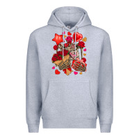Heather Grey valentines day skeleton Premium Hoodie - NancyCooperArtShop