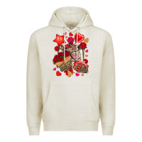 Oatmeal Heather valentines day skeleton Premium Hoodie - NancyCooperArtShop