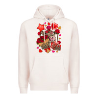 Pale Pink valentines day skeleton Premium Hoodie - NancyCooperArtShop