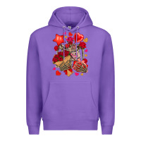 Purple valentines day skeleton Premium Hoodie - NancyCooperArtShop