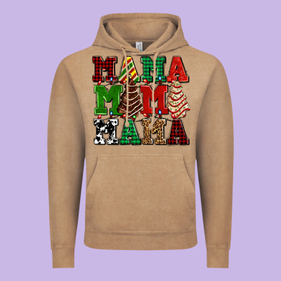 Mama Mama Mama With Christmas Lights And Christmas Tree Cakes Vintage Hoodie Designed By Adodesignshop