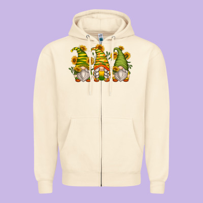 Sunflower Gnomes Zipper Hoodie Designed By Zillion Design Studio