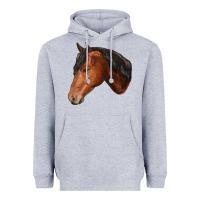 Heather Grey horse Heavyweight Hoodie - RanaPortraitStore