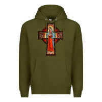 Army Green lady of guadalupe leopard cross Premium Hoodie - BarkalooDesign