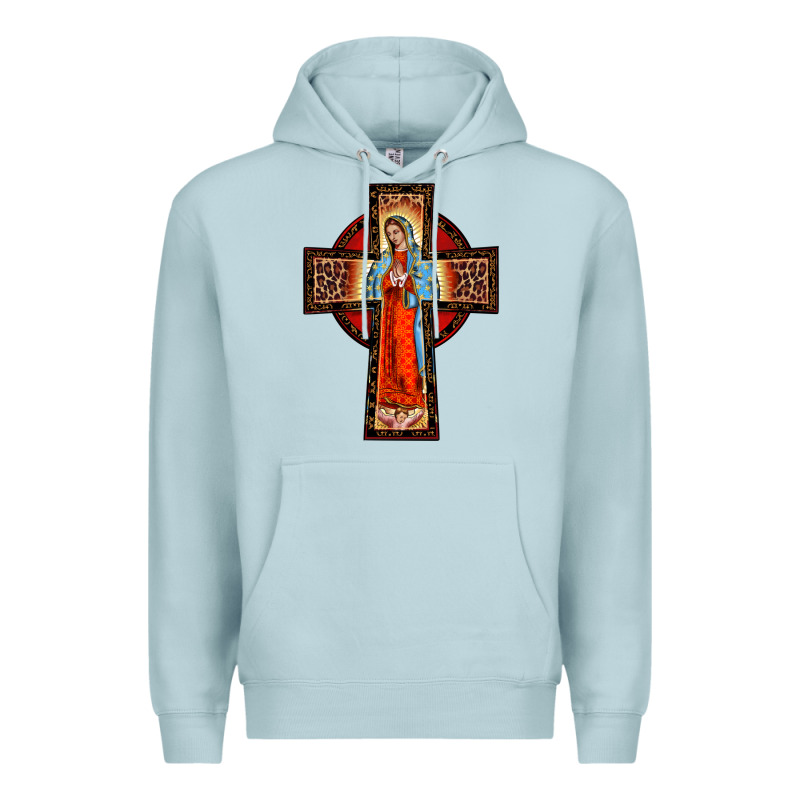 Lady Of Guadalupe Leopard Cross Premium Hoodie by BarkalooDesign | Teevron