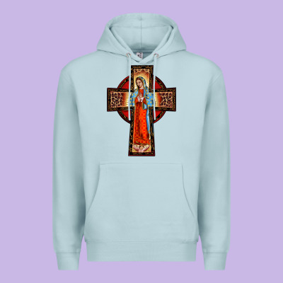 Lady Of Guadalupe Leopard Cross Premium Hoodie Designed By Barkaloodesign