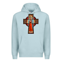 Blue Mist lady of guadalupe leopard cross Premium Hoodie - BarkalooDesign