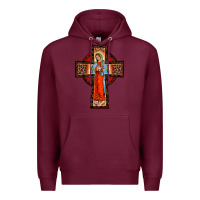 Burgundy lady of guadalupe leopard cross Premium Hoodie - BarkalooDesign