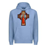 Colony Blue lady of guadalupe leopard cross Premium Hoodie - BarkalooDesign