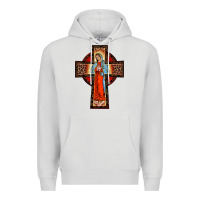 Dove Grey lady of guadalupe leopard cross Premium Hoodie - BarkalooDesign