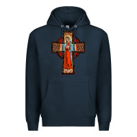 Navy lady of guadalupe leopard cross Premium Hoodie - BarkalooDesign