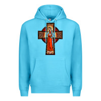 Ocean Blue lady of guadalupe leopard cross Premium Hoodie - BarkalooDesign