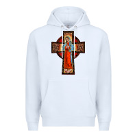 White lady of guadalupe leopard cross Premium Hoodie - BarkalooDesign