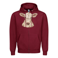 Burgundy charolais calf Zipper Hoodie - RanaPortraitStore