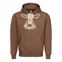 Chestnut charolais calf Zipper Hoodie - RanaPortraitStore