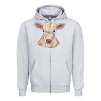 Heather Grey charolais calf Zipper Hoodie - RanaPortraitStore