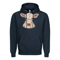 Navy charolais calf Zipper Hoodie - RanaPortraitStore