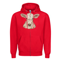 Red charolais calf Zipper Hoodie - RanaPortraitStore