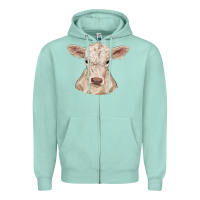 Seafoam charolais calf Zipper Hoodie - RanaPortraitStore