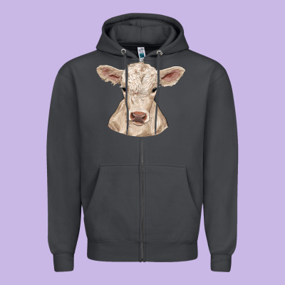 Zipper Hoodie charolais calf