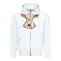 White charolais calf Zipper Hoodie - RanaPortraitStore
