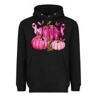 Black Breast Cancer We Wear Pink with Pumpkin and Ribbon Heavyweight Hoodie - texasbilliewilder
