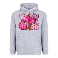 Heather Grey Breast Cancer We Wear Pink with Pumpkin and Ribbon Heavyweight Hoodie - texasbilliewilder