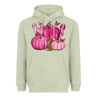 Matcha Breast Cancer We Wear Pink with Pumpkin and Ribbon Heavyweight Hoodie - texasbilliewilder