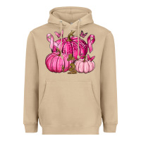 Mushroom Breast Cancer We Wear Pink with Pumpkin and Ribbon Heavyweight Hoodie - texasbilliewilder