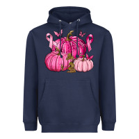 Navy Breast Cancer We Wear Pink with Pumpkin and Ribbon Heavyweight Hoodie - texasbilliewilder