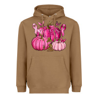 Toasted Coconut Breast Cancer We Wear Pink with Pumpkin and Ribbon Heavyweight Hoodie - texasbilliewilder