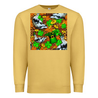 Antique Gold St patricks  duck with leprechaun hat  seamless Premium Sweatshirt - FaDigitalArtStudio