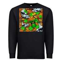 Black St patricks  duck with leprechaun hat  seamless Premium Sweatshirt - FaDigitalArtStudio