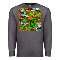 Charcoal Heather St patricks  duck with leprechaun hat  seamless Premium Sweatshirt - FaDigitalArtStudio