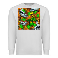 Dove Grey St patricks  duck with leprechaun hat  seamless Premium Sweatshirt - FaDigitalArtStudio