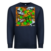 Navy St patricks  duck with leprechaun hat  seamless Premium Sweatshirt - FaDigitalArtStudio