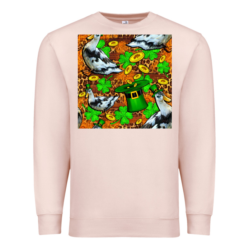 St Patricks  Duck With Leprechaun Hat  Seamless Premium Sweatshirt by FaDigitalArtStudio | Teevron