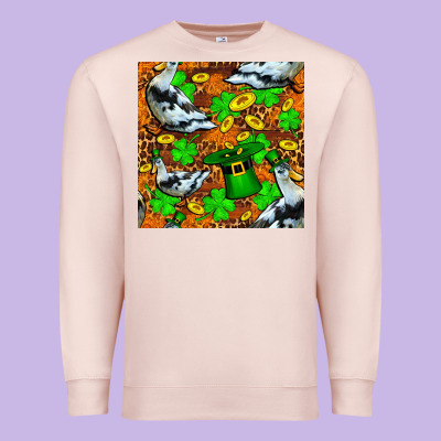St Patricks  Duck With Leprechaun Hat  Seamless Premium Sweatshirt Designed By Fadigitalartstudio
