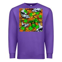 Purple St patricks  duck with leprechaun hat  seamless Premium Sweatshirt - FaDigitalArtStudio