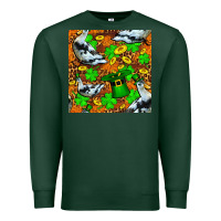 Sports Green St patricks  duck with leprechaun hat  seamless Premium Sweatshirt - FaDigitalArtStudio