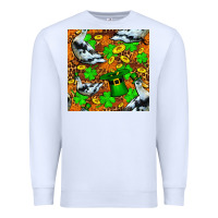 White St patricks  duck with leprechaun hat  seamless Premium Sweatshirt - FaDigitalArtStudio