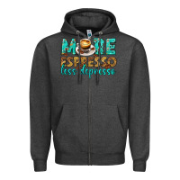 Charcoal Heather more espresso less depresso western Zipper Hoodie - texasbilliewilder