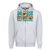 Heather Grey more espresso less depresso western Zipper Hoodie - texasbilliewilder