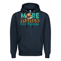 Navy more espresso less depresso western Zipper Hoodie - texasbilliewilder