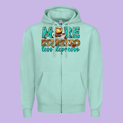 More Espresso Less Depresso Western Zipper Hoodie Designed By Texasbilliewilder