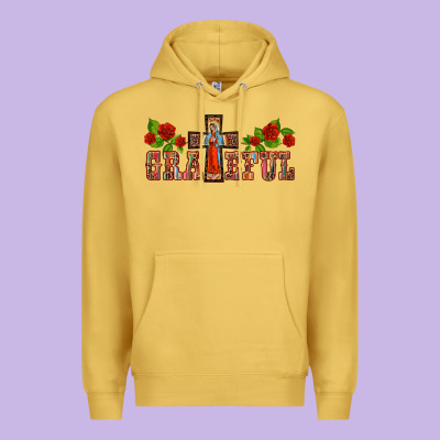 Grateful Guadalupe Cross Premium Hoodie Designed By Barkaloodesign